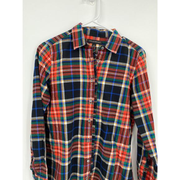 Banana Republic Plaid Button Front Long Sleeve Top Size XS - Picture 3 of 8